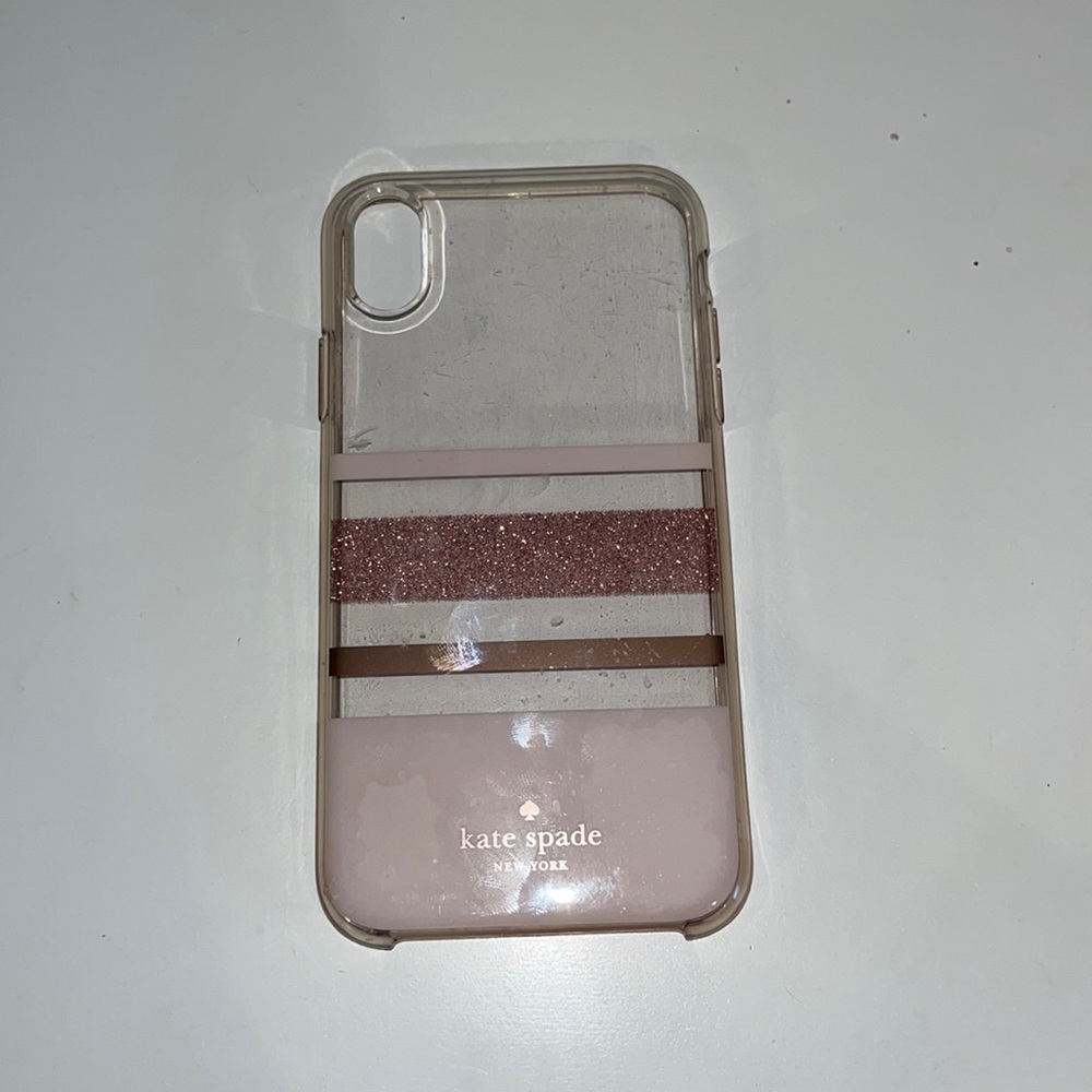 pink striped kate spade iphone xr case